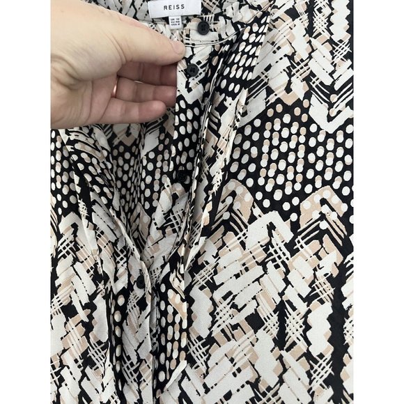 Reiss Malia Arrow Abstract Print Top Black/white Size Us 8 - Picture 9 of 9